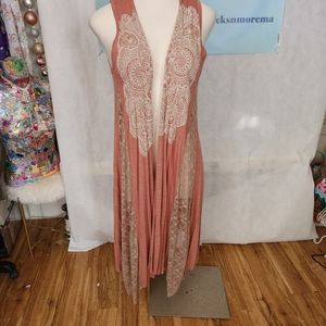 Vocal Long Vest Large Peach